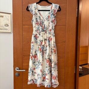 Abercrombie Flutter-Sleeve Midi Dress